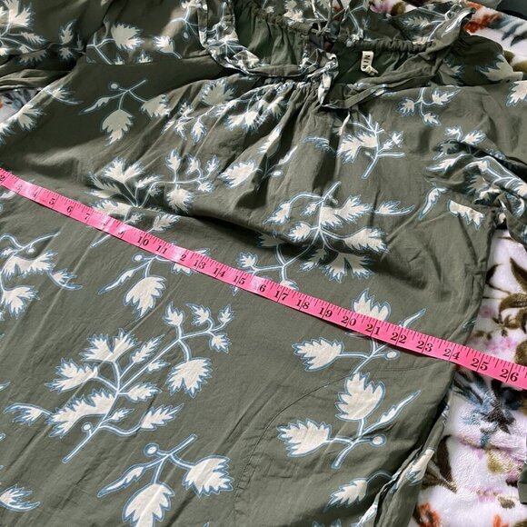 Mirth Midi Dress Womens S Vienna High Neck Fig Leaf Sage Green Cream Floral - Picture 11 of 12